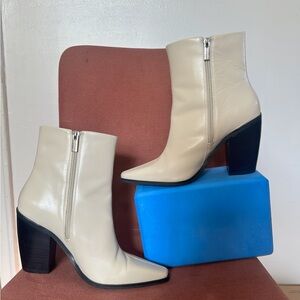 Vince Camuto Beige Ankle Boots with Dark Heel